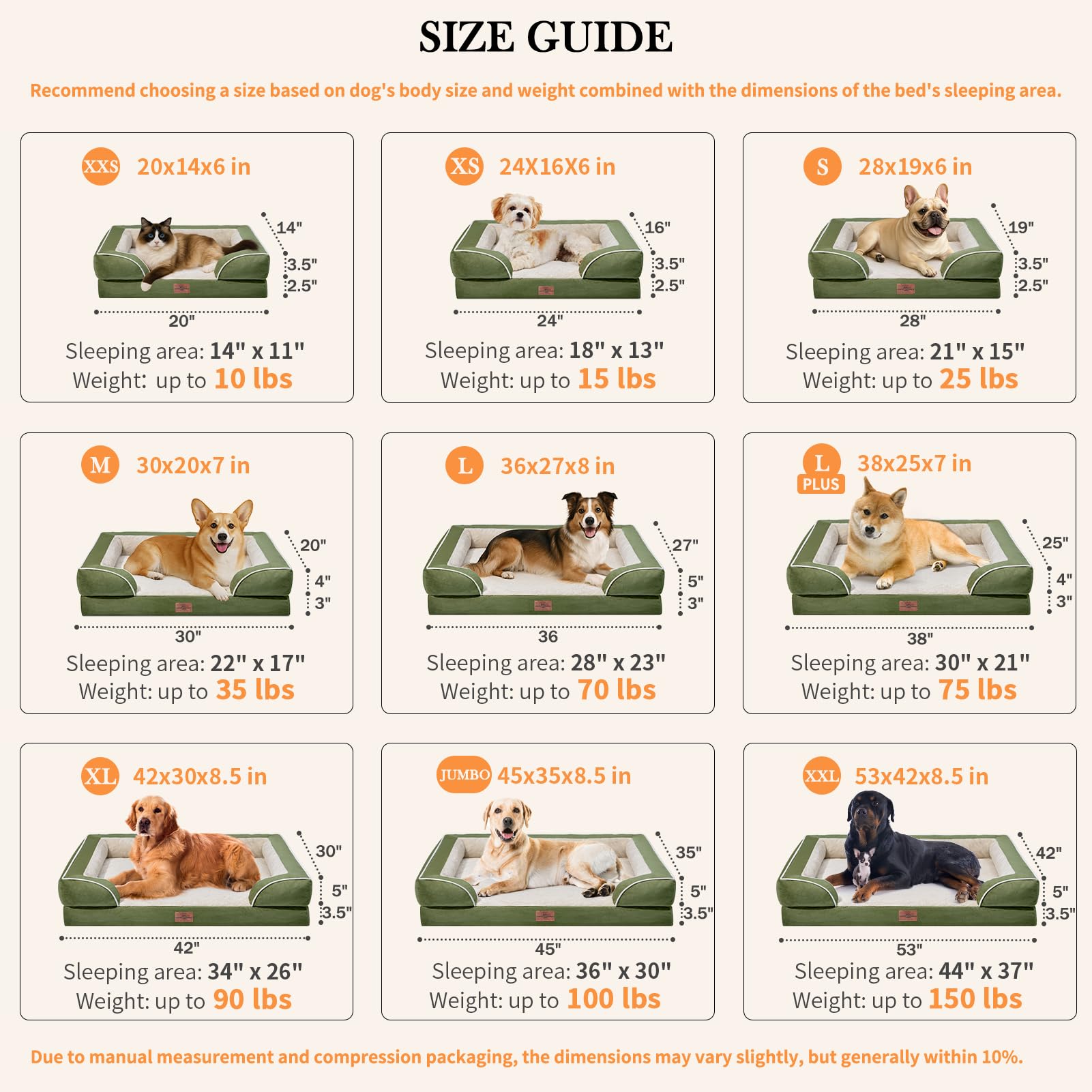 Comfort Expression Orthopedic Dog Bed for Extra Large Dogs with Bolster