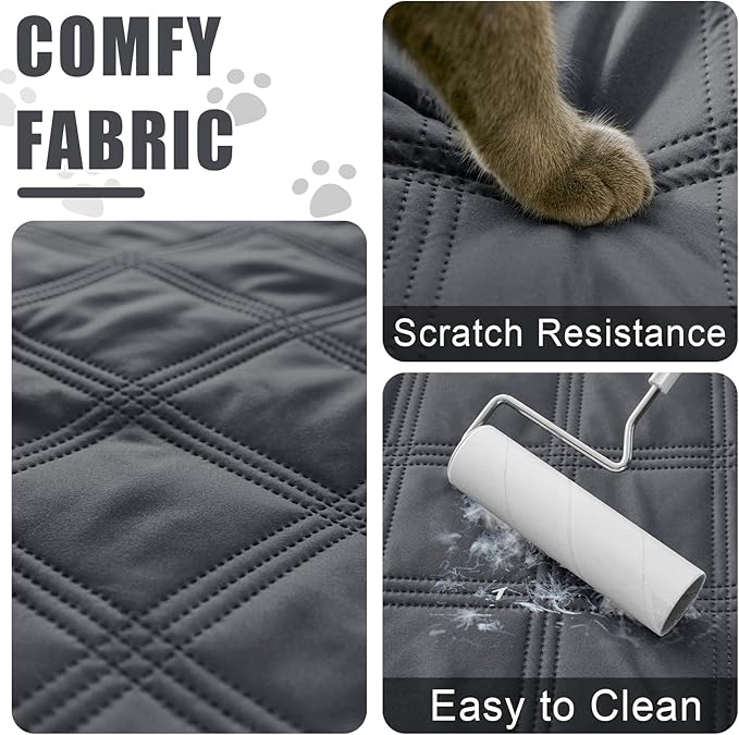 Smiry Waterproof Dog Bed Cover Blanket 52x82, Soft Reversible Pet Blanket, Washable Leakproof Cats Dogs Couch Cover for Sofa, Couch, Furniture, Dark Grey/Dark Grey