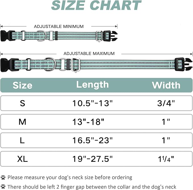 JOYEEIIOO Martingale Dog Collar, Adjustable Nylon Reflective Collar with Quick Release Buckle, No Pull Dog Training Collars for Small Medium Large Dogs (Apple Green, Medium)
