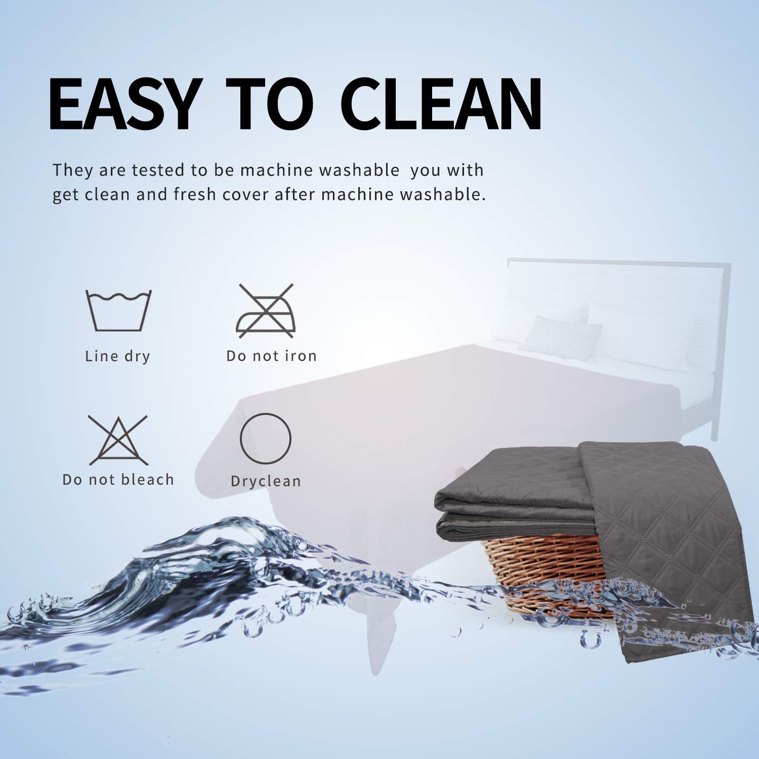 Easy-Going Waterproof Dog Bed Cover, Non-Slip Pet Blanket, 86x82in, Gray