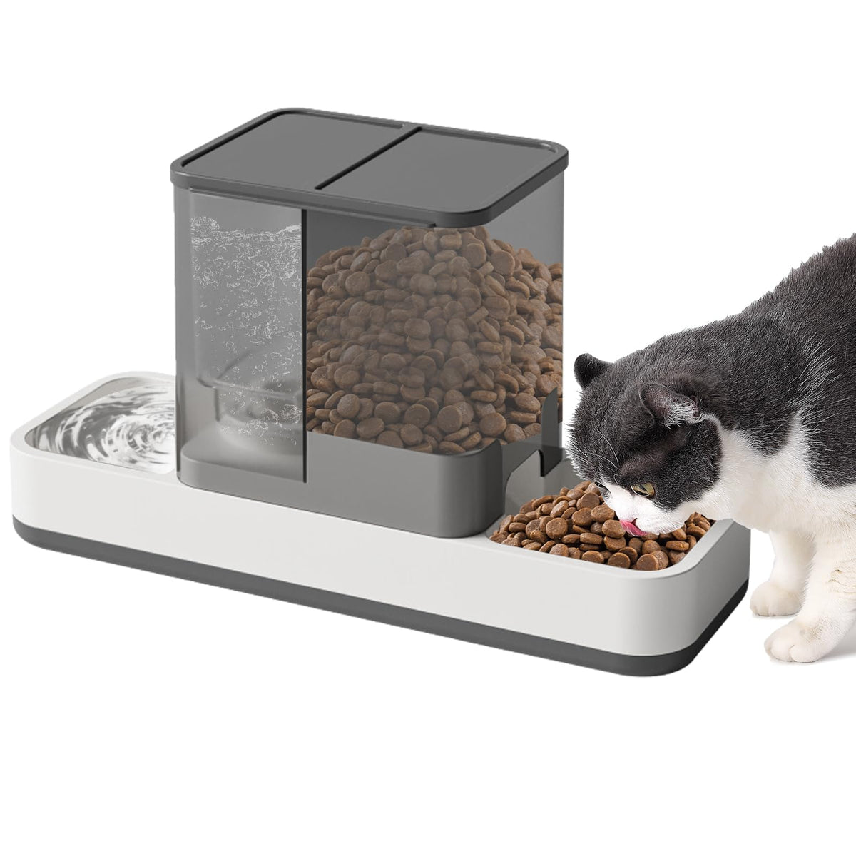 Yummy Sam Automatic Small Pet Feeder and Water Dispenser, Grey