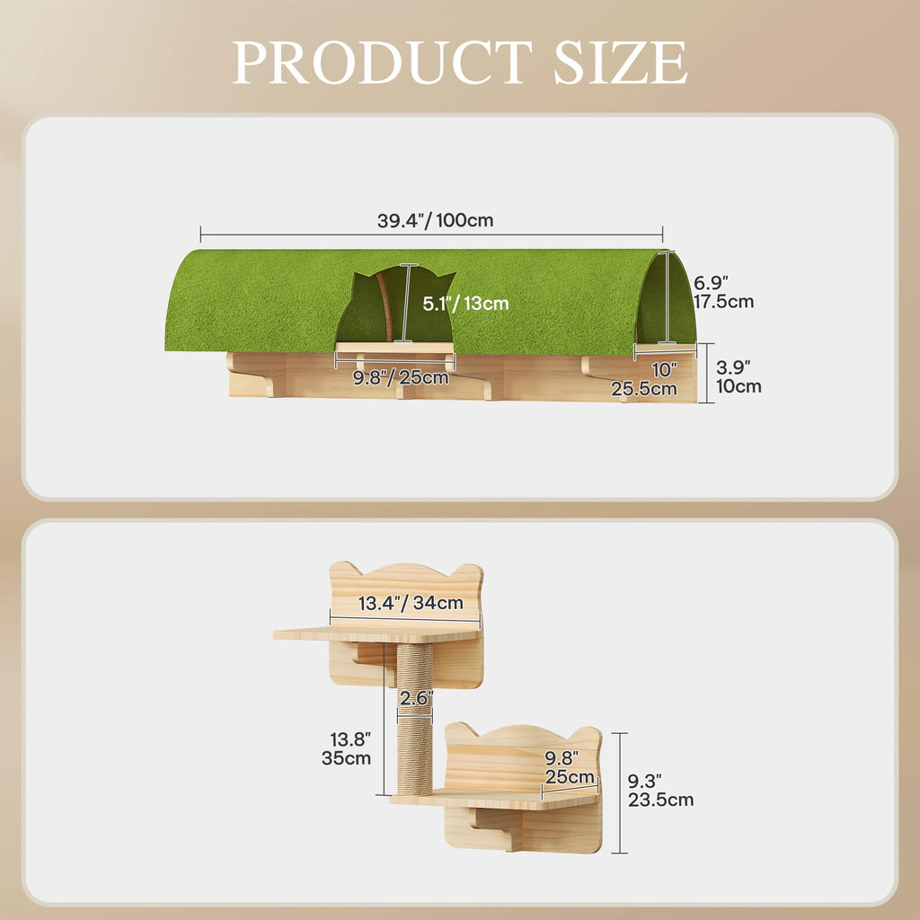 Homiflex Cat Wall Shelves Set, 7-in-1 Cat Wall Furniture with Tunnel