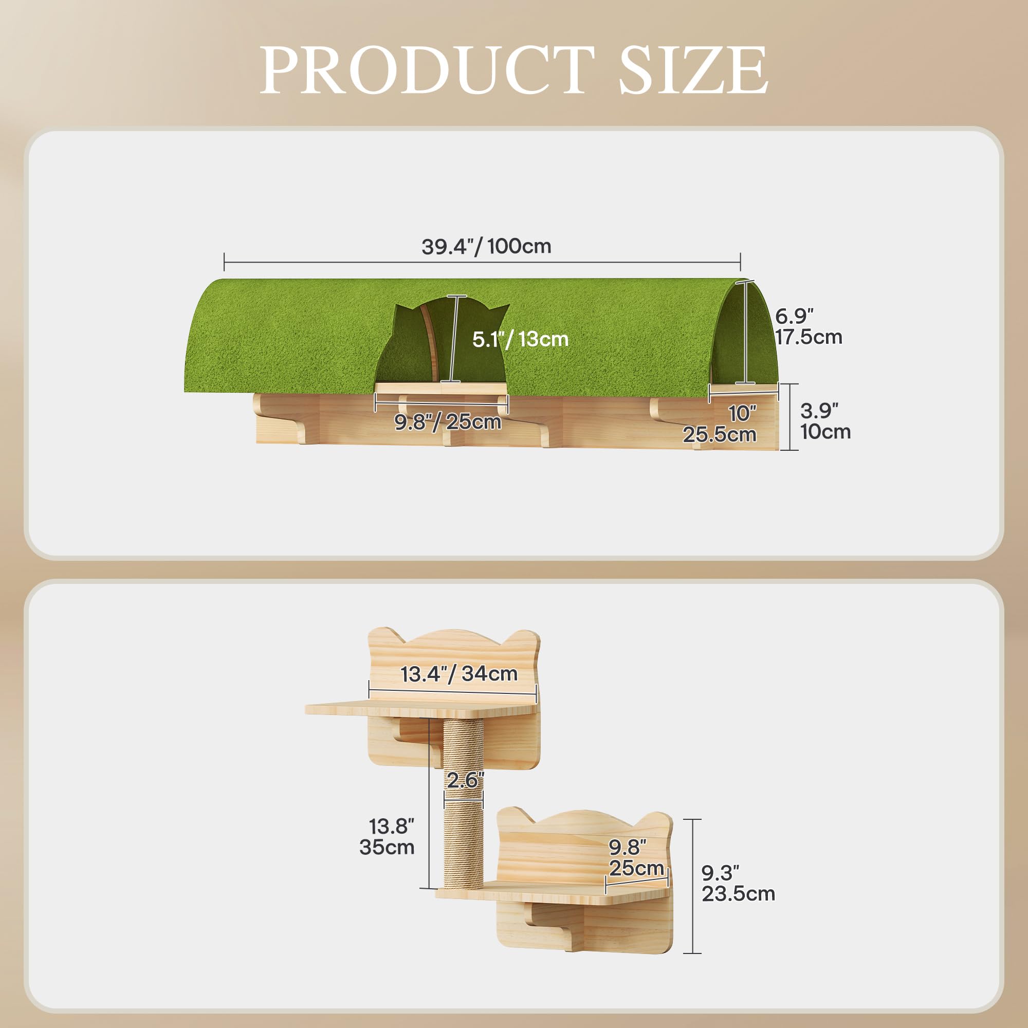 Homiflex Cat Wall Shelves Set, 7-in-1 Cat Wall Furniture with Tunnel