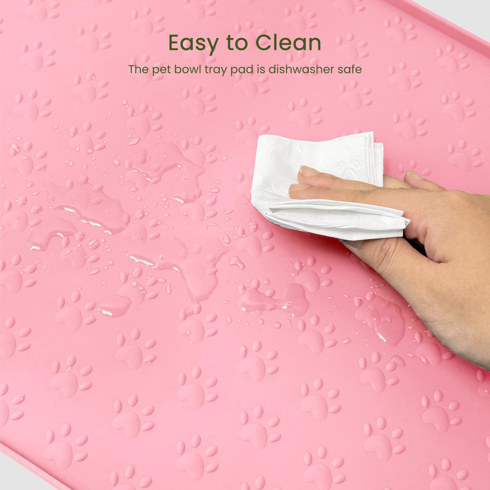 PWTAA Dog Food Mat Anti-Slip Silicone Dog Bowl Mat Thicker Pet Placemat Waterproof Cat Feeder Pad with Raised Edge Puppy Kitten Feeding Mats Suitable Small Medium-Sized Dogs Cats Eating Tray
