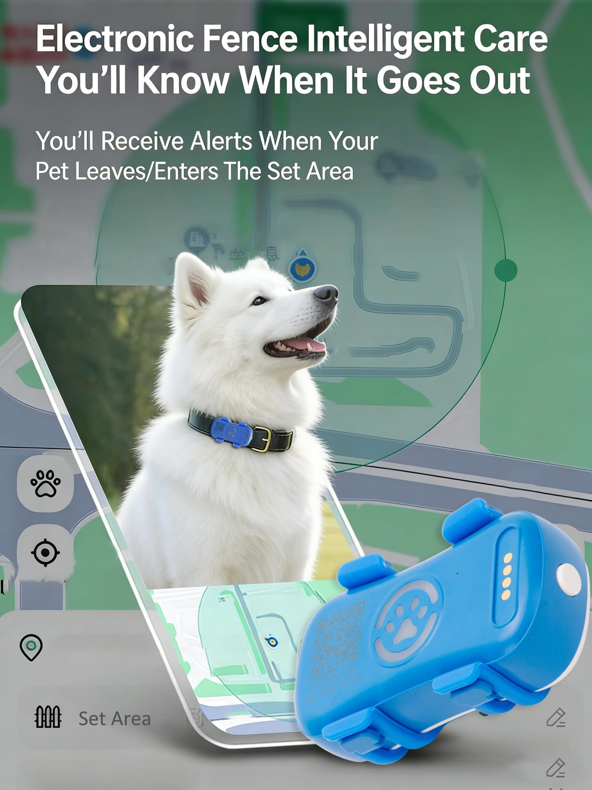 GPS Dog Tracker, Real-time Pet Location Tracker Anti Lost Dog GPS Collar Fit Most Pet Collars, Virtyal Fence, Lighting Flash&Audible Seek Mode,Subscription Needed