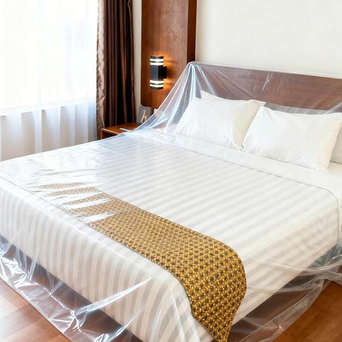 KeMioYuXin Plastic Bed Cover - Waterproof Furniture Sofa Couch Protector from Cat Full Extra Large King Queen Bed Storage Dust Cover for Moving