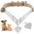 EXPAWLORER Cute Dog Necklace - Rhinestone Dog Collar, Soft Velvet Collar for Girl Boy Cats Dogs, Sparkling Pet Neck Decoration, Adjustable Pet Collar for Puppies Cats Small Medium Dogs, Purple M