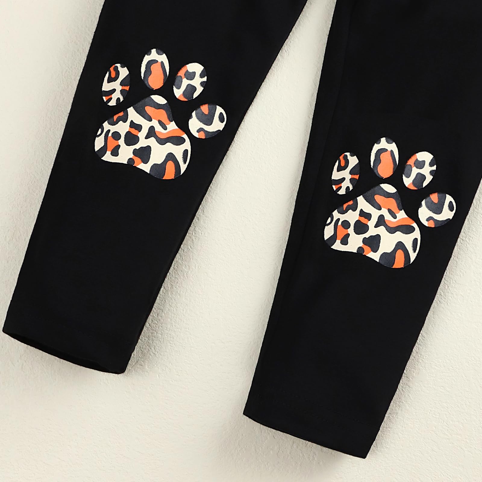 Axumity Toddler Girl Clothes Cat Print Pullover Sweatshirt + Leopard Print Pant 2-Piece Kid Girl Fall Winter Pants Set(3-4T)