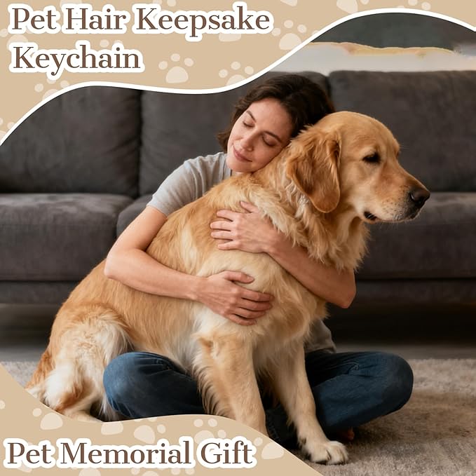 Eunigem Personalized Pet Memorial Gifts for Dogs Cats-Custom Dog Hair Keychain Paw Keychains for Dog Fur-Shaped Leather Keychain,Remembrance Accessory Pet Hair Keepsake for Bag or Key (Color-9)