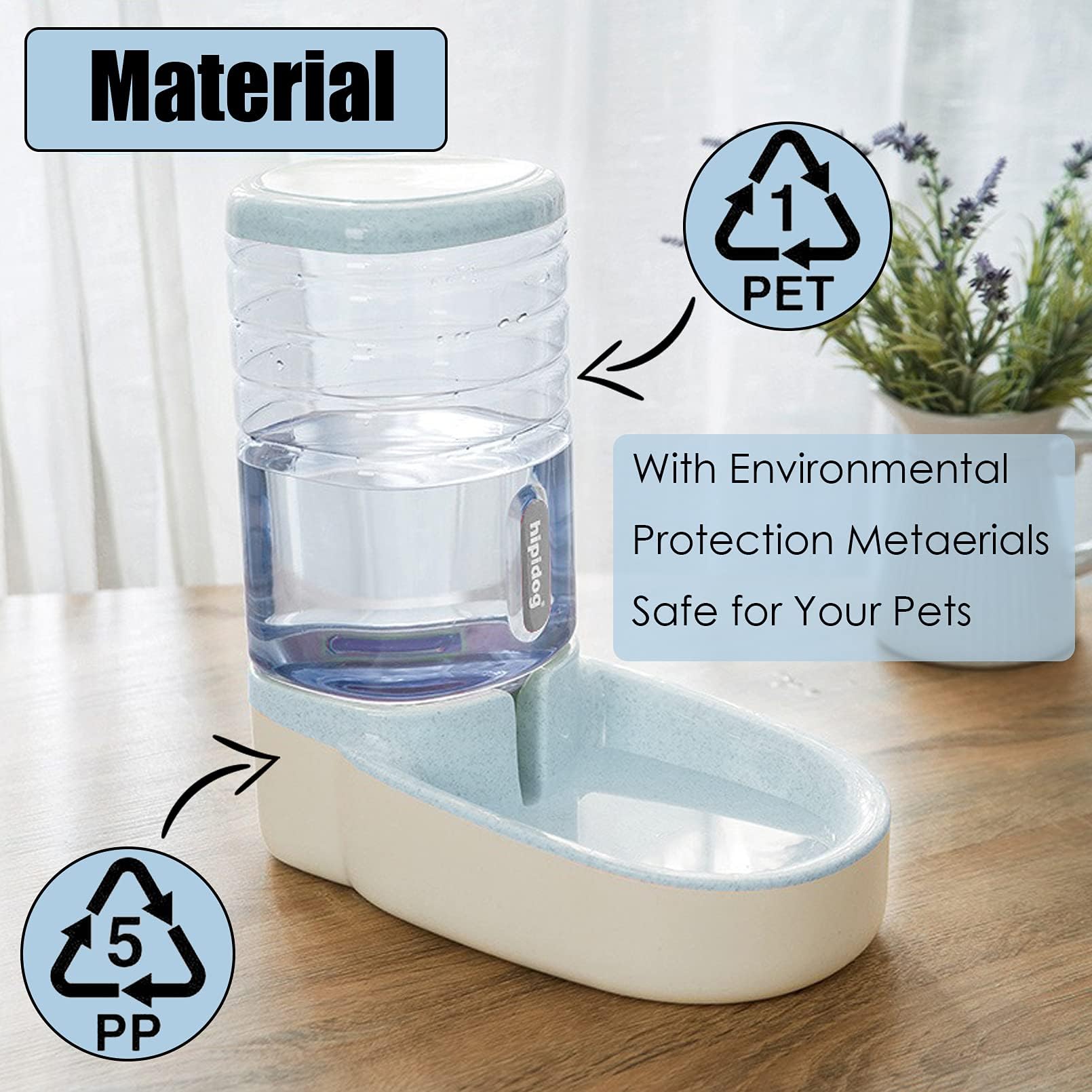 kathson Automatic Cats Water Dispenser 1 Gallon Gravity Dogs Water Station Feeder Large Capacity Pet Drinking Bowls for Kitten Puppy