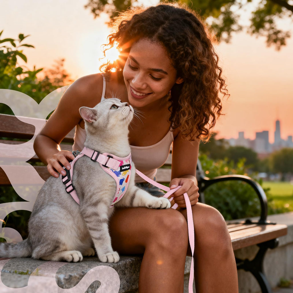 rabbitgoo Cat Harness and Leash Set, Escape Proof Vest, Purrty Pink