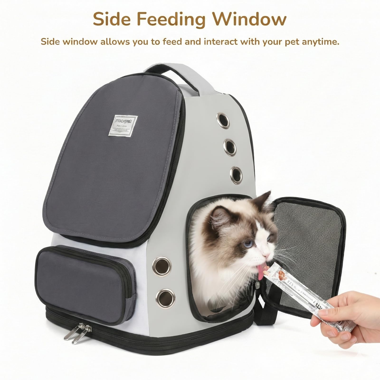 GixDix Cat Backpack Carrier, TSA Airline Approved Pet Travel Bag for Small Medium Dogs, Ventilated Hiking Camping Backpack for Cats, Kitten and Puppy up to 18 lbs, Gray Mesh