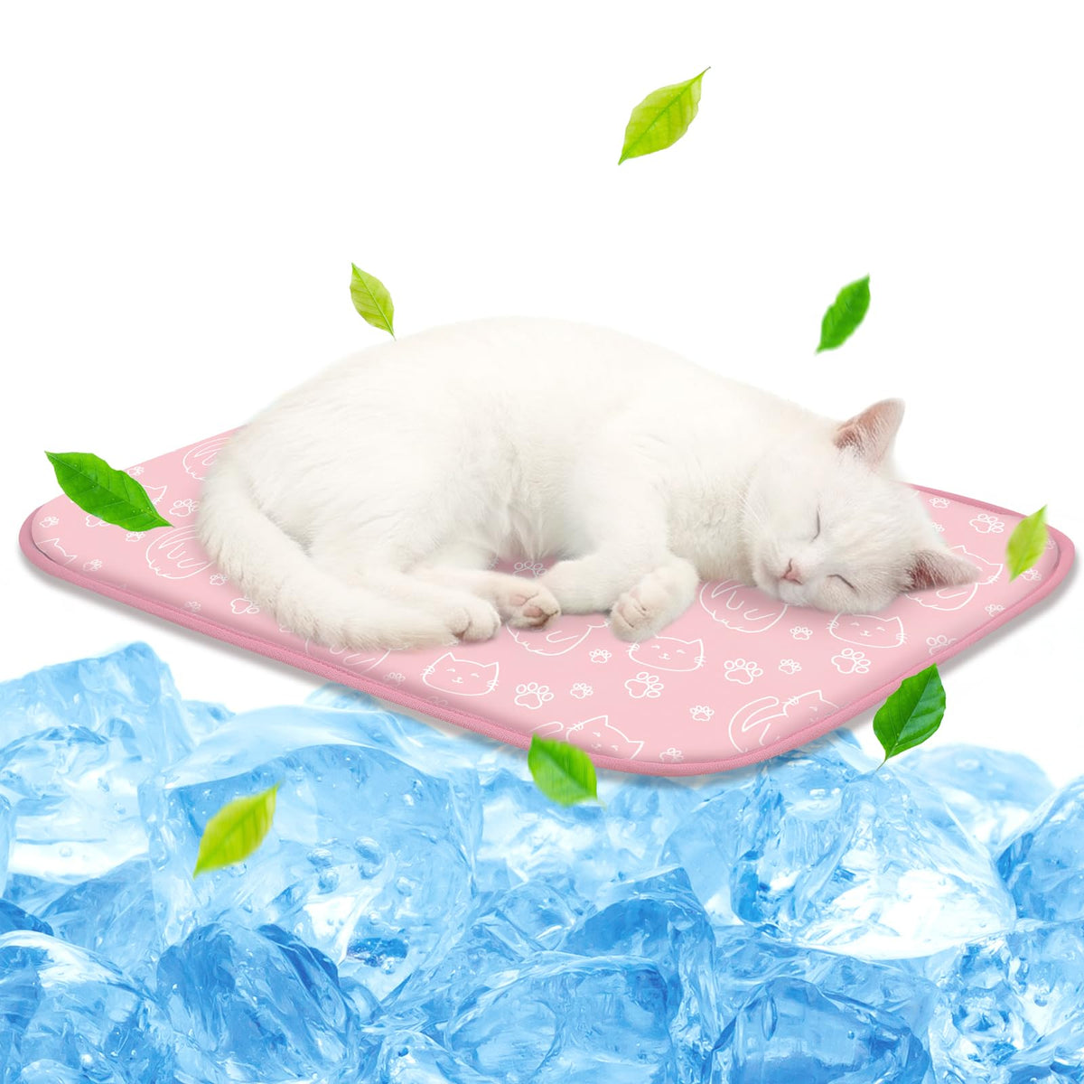 NWK Pet Cooling Mat Q-Max>0.345 Fabric for Dogs & Cats (Purple Fish, Large)