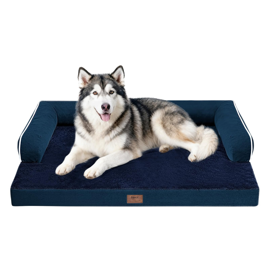 MEKIY Orthopedic Waterproof Dog Bed with Bolster for Extra Large Size Dogs