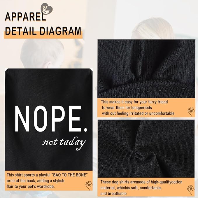 Discover Cozy Cotton Canine Wear: Soft, Lightweight, and Breathable Dog Shirt Vest with Eye-Catching Graphics(Nope not Today), Keeping Your Furry Friend Warm and Comfy! Grey L