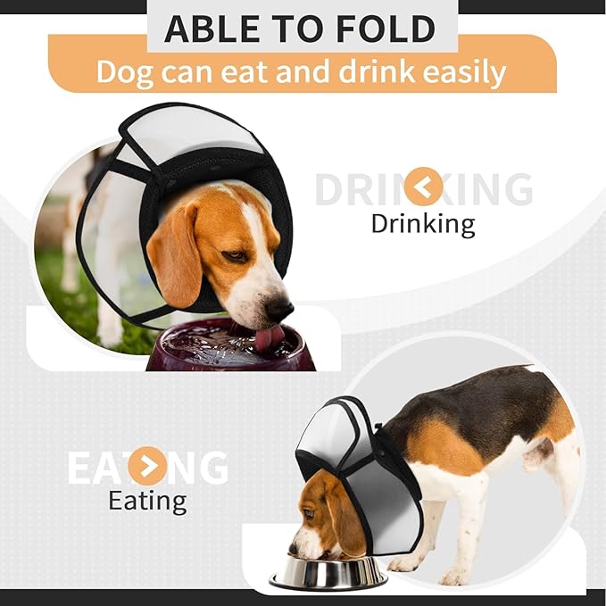 Allroaring Dog Cone Alternative, Soft Dog Cones for Large Dogs, Adjustable Doggie Recovery Cone Collar Comfy Pet Elizabethan Collars to Stop Licking for Wound Healing Care Spay Neuter, Black L