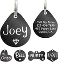 Ultra Joys Dog ID Tag, Custom Dog Tag Personalized Cat Tag, Pet ID Tag, Brushed Stainless Steel Teardrop Dog Tag Black Large