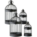 Vela Lanterns Bird Cage Decor Candle Holder Lantern Decorative Table Centerpiece Halloween Decorations, Black, Set of 4