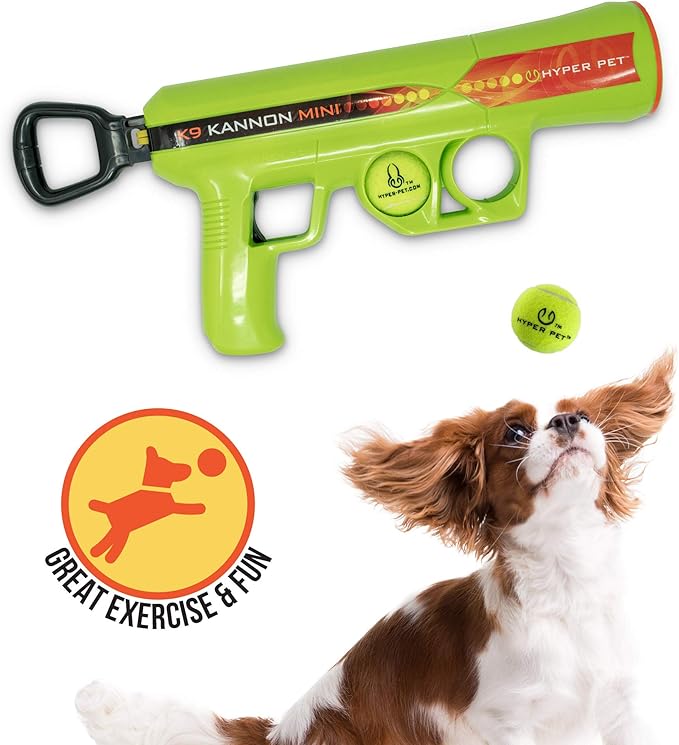 Hyper Pet MINI K9 Kannon Dog Ball Thrower Launcher for Small Dogs (Small Breeds Up To 20 Pounds), Includes 1 Hyper Pet 2 Inch Tennis Ball (Smaller than Regular Tennis Ball)