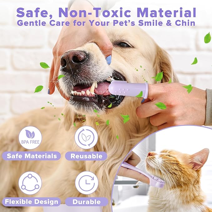 Augwind 6PCS Pet Grooming Kit for Dogs, Cats and Horses | Dog Washing Gloves | Cleanroom Gloves | Dog Bath Brush | Dog Bath Gloves | Dog Shampoo Brush | Dog Bath Supplies (Purple)