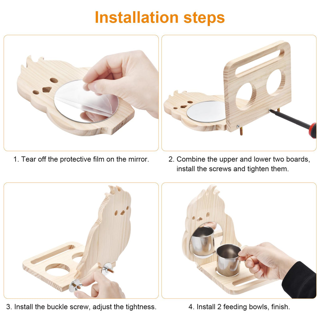 SMICEM Natural Wood Perch, Adjustable Cage Accessory & Toy, Tool-Free Design for Parakeets, Cockatiels, Lovebirds