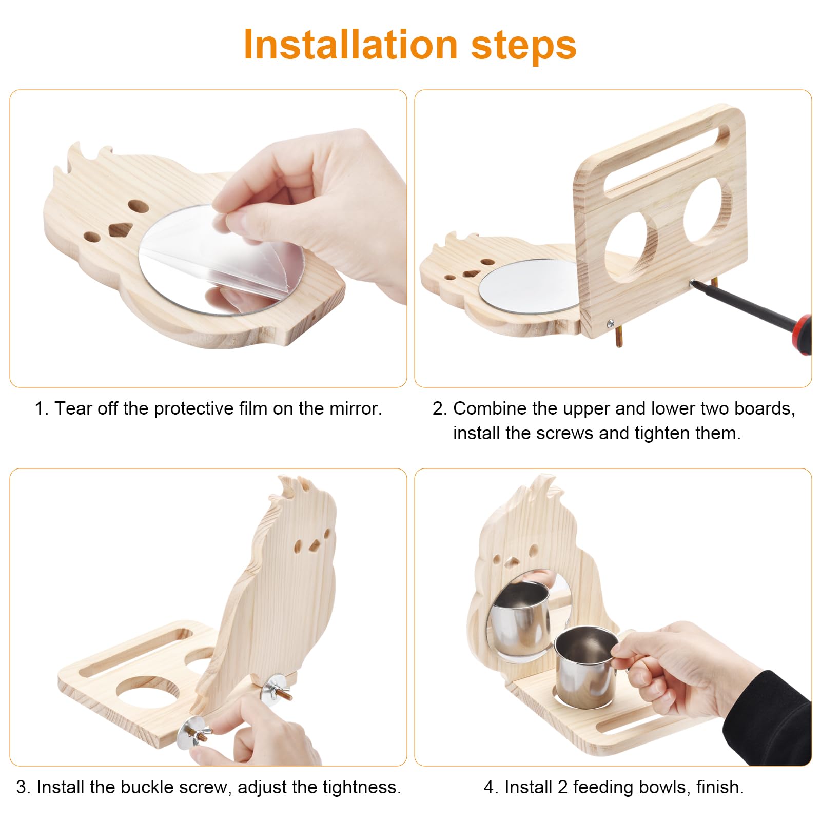 SMICEM Natural Wood Perch, Adjustable Cage Accessory & Toy, Tool-Free Design for Parakeets, Cockatiels, Lovebirds