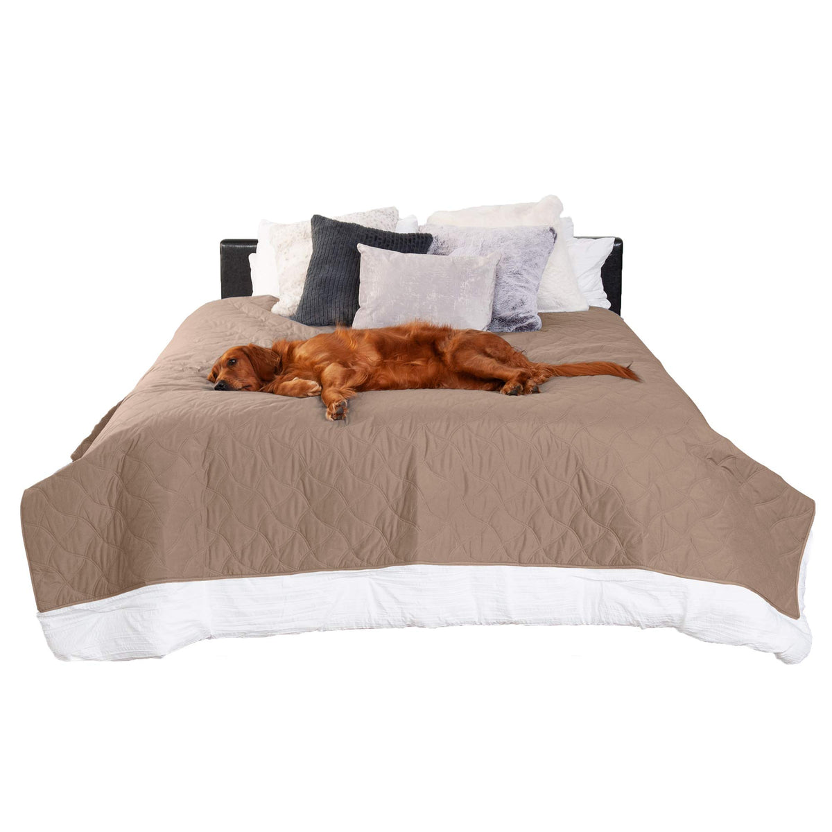 FurHaven Waterproof Blanket & Furniture Protector Cover with Non-Slip Backing, Machine Washable, Jumbo/King, Quilted Twill, Gray