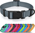 Joytale Dog Collars for Small Dogs, Feather-Light Double-Sided Reflective Nylon Collar for Night Safety, Adjustable Quick-Release for Growing Puppies, Gray, S (5/8" Width)