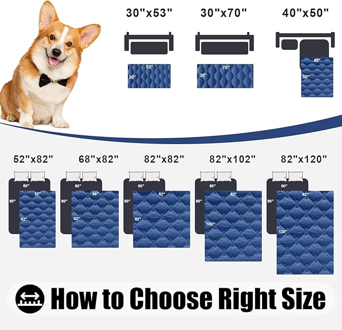 Smiry Waterproof Dog Bed Cover Blanket, Soft Reversible Pet Blanket, Washable Leakproof Cats Dogs Couch Cover for Sofa, Couch, Furniture (68x82 Inch, Navy/Blue)