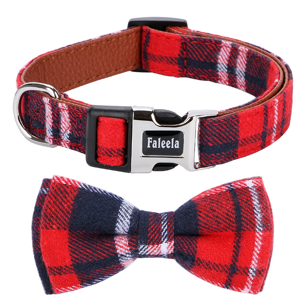 Faleela Cute Soft Girl Christmas Dog Collar with Bow, Bowtie Dog Collar for Boy,Detachable Adjustable Collar for Small Medium Large Pet