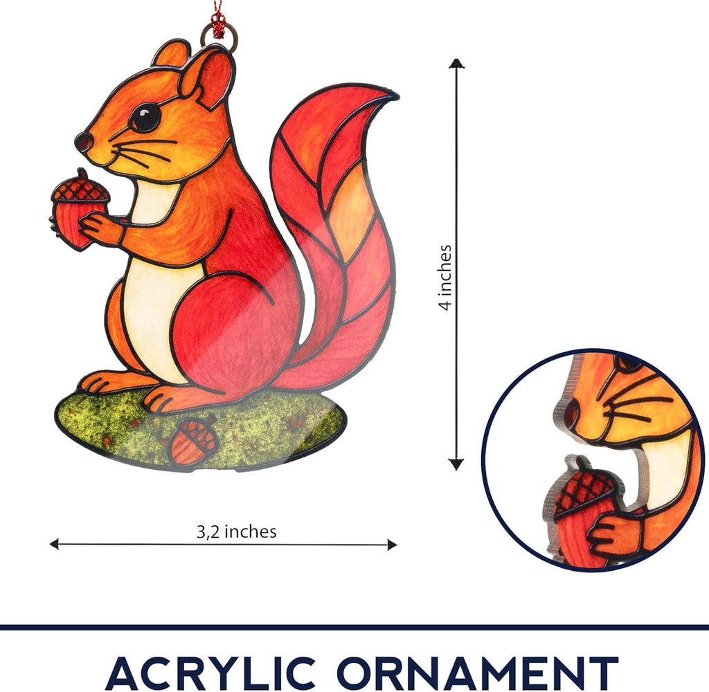 Squirrel Ornament for Tree, Squirrel Christmas Ornaments 2026, Animal Christmas Ornaments, Squirrel Gifts for Women, Woodland Creature Christmas Decor, Suncatcher Holiday Animal Ornaments for Tree