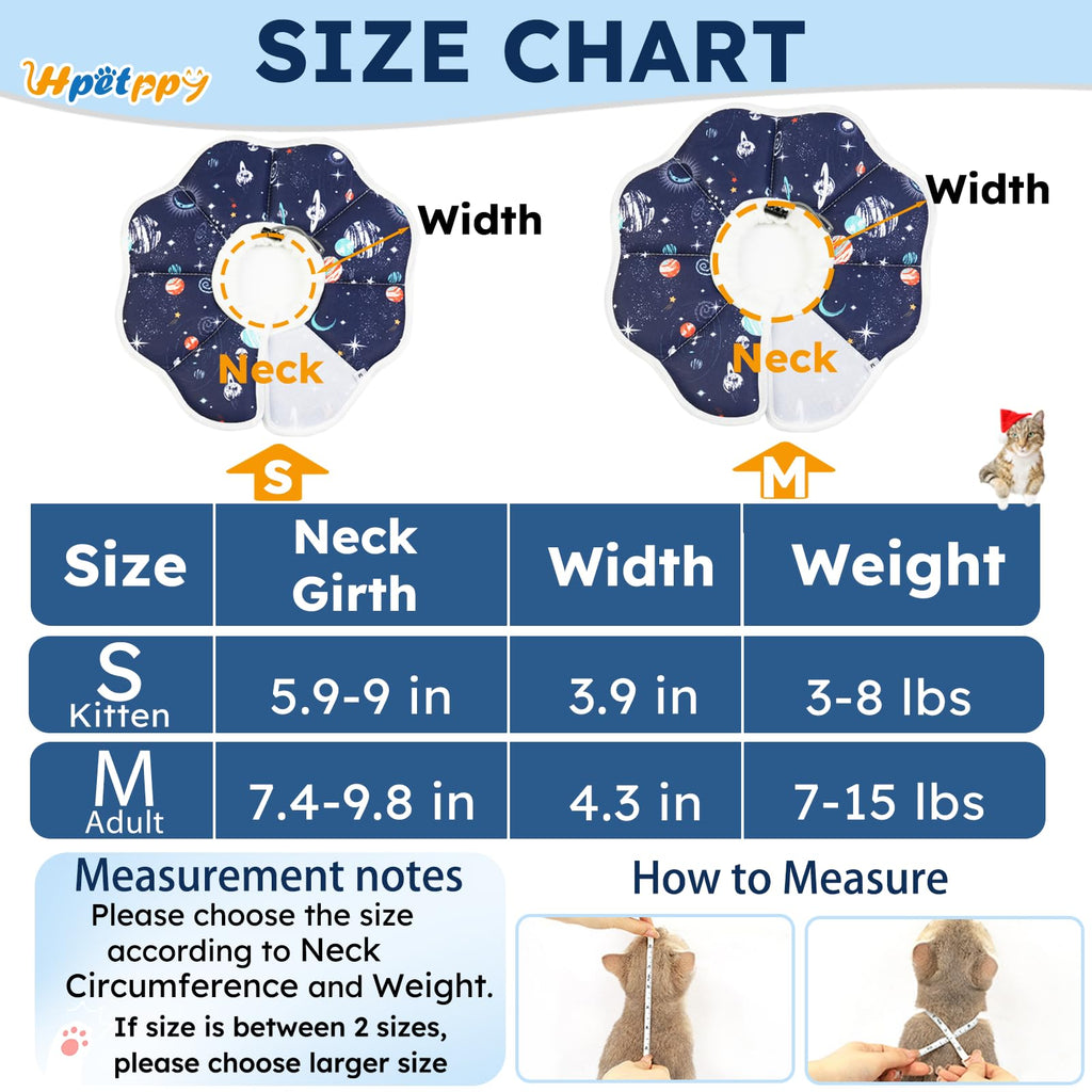 Cat Cone Collar Soft, Waterproof Cat Recovery Collar After Surgery, Adjustable Pet Donut Collar, Safety Elizabethan Collar to Prevent Licking Wounds for Kittens, Pet Cone Alternative