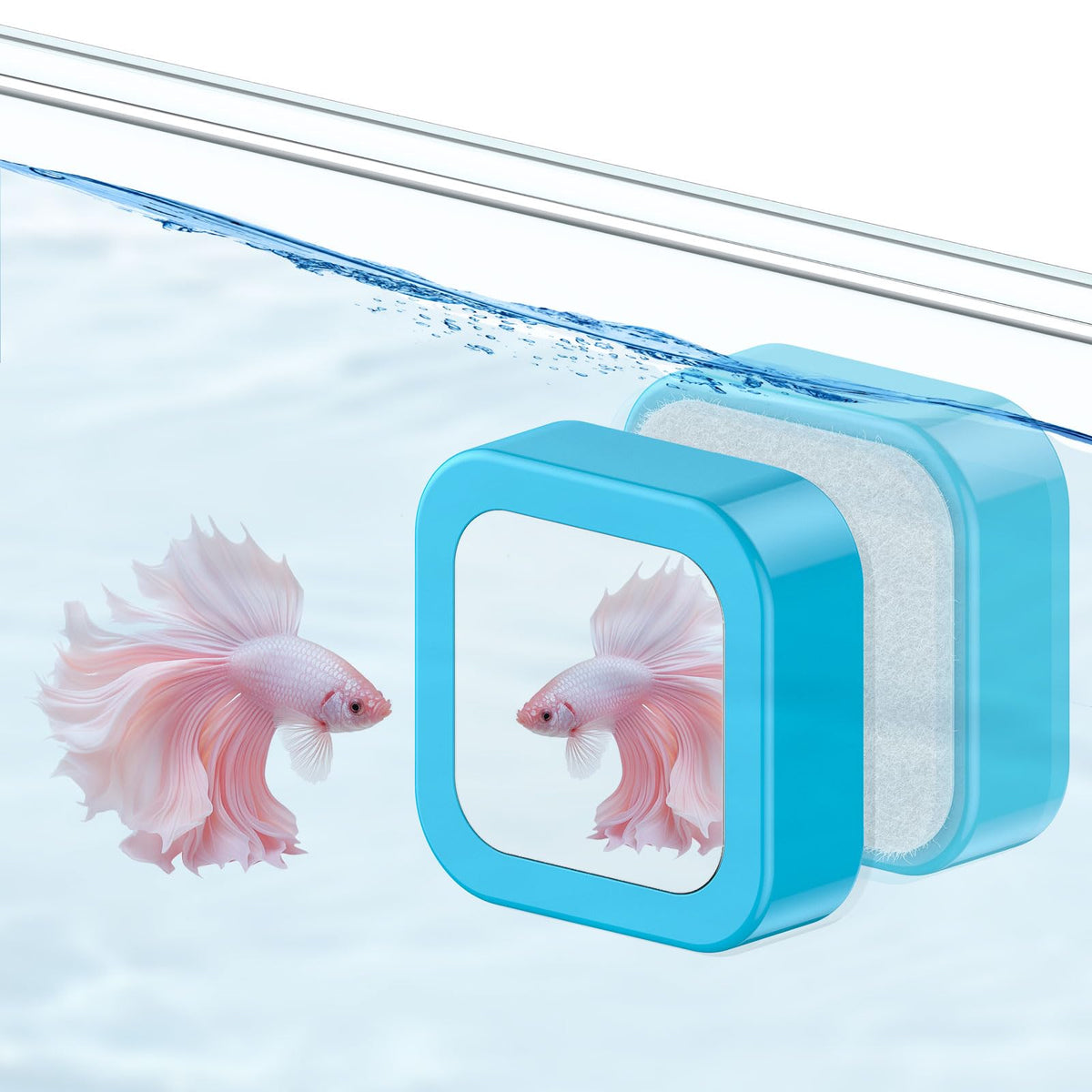 Pawfly Magnetic Aquarium Glass Cleaner Fish Tank Magnetic Brush with Mirror, 1.5 Inch Mini Fish Tank Glass Cleaner Cleaning Tool for 2/5 Inch Thick Aquarium up to 10 Gallons (Non-Floatable)