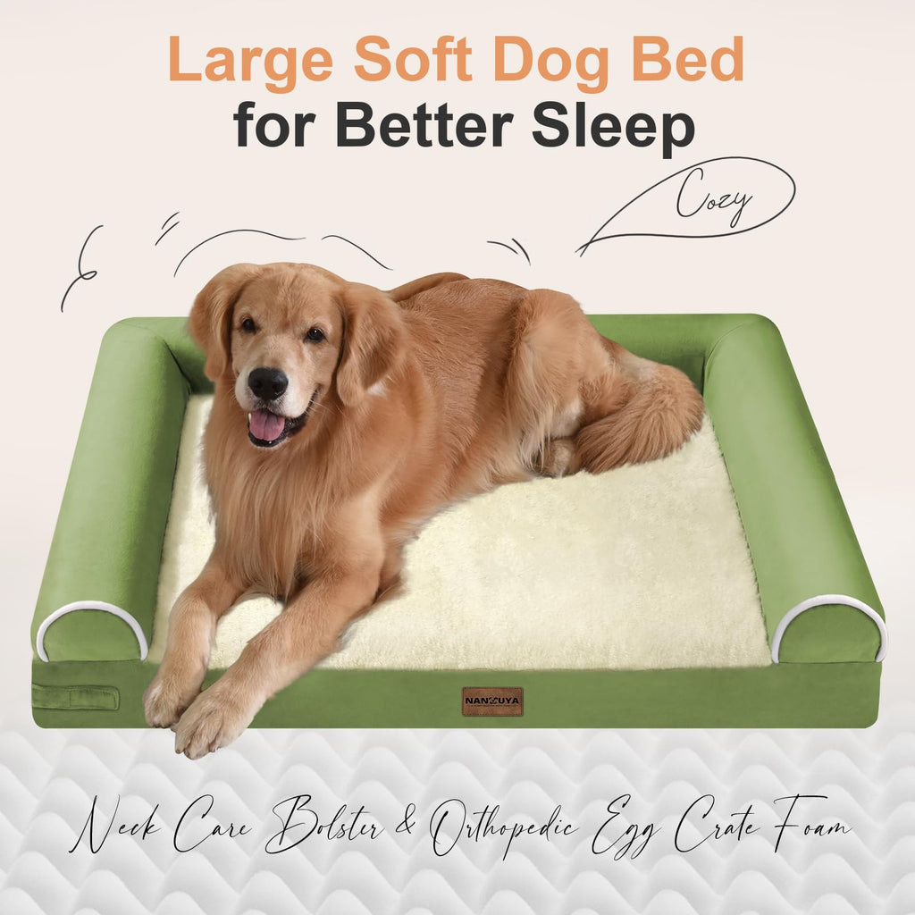 NANUYA Orthopedic Dog Bed for X-Large Dogs, 40 x 32 Inch, Grass Green