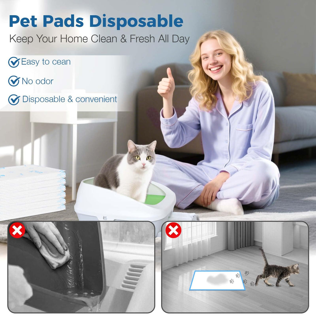 Cat Pads 50 ct Super Absorbent Pet Pee Pads Compatible with Tidy Cats Breeze Litter System 16.9x11.4 Inch Litter Pad for Litter Box