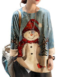 YESNO Women Christmas Sweater Graphic Printed Oversized Pullover Sweaters Casual Loose Knit Tops L S01 CR121
