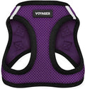 Best Pet Supplies - All Weather Mesh/Plush, Reflective, No Pull Harness for Small, Medium Dogs, Cats - Secure with Hook & Loop Fastener, Buckle, Double D-Rings - Purple/Black Trim, S