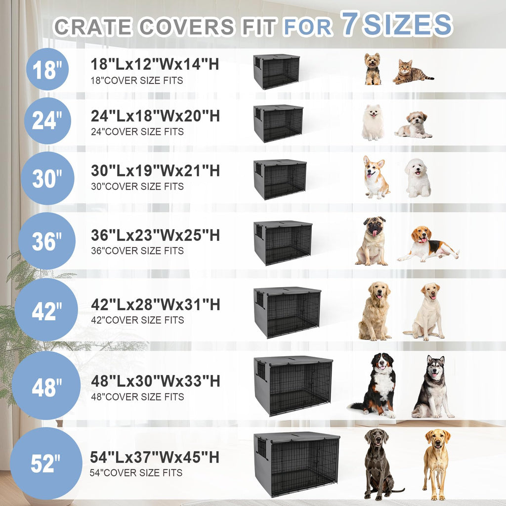 Explore Land Dog Crate Cover Heavy Duty Polyester Pet Kennel Sunshade Universal Fit for 36 inches Wire Cage (Grey)