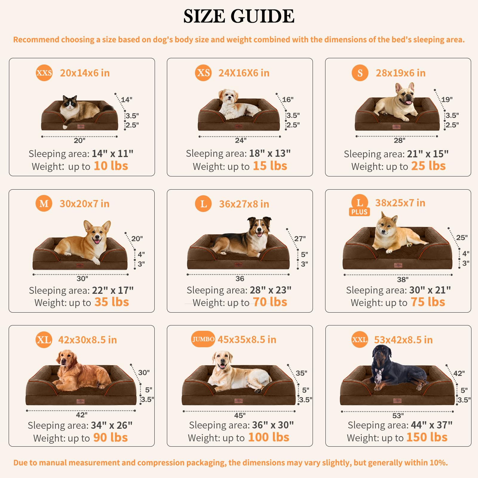 Comfort Expression Waterproof Orthopedic Dog Beds for Large Sized Dog