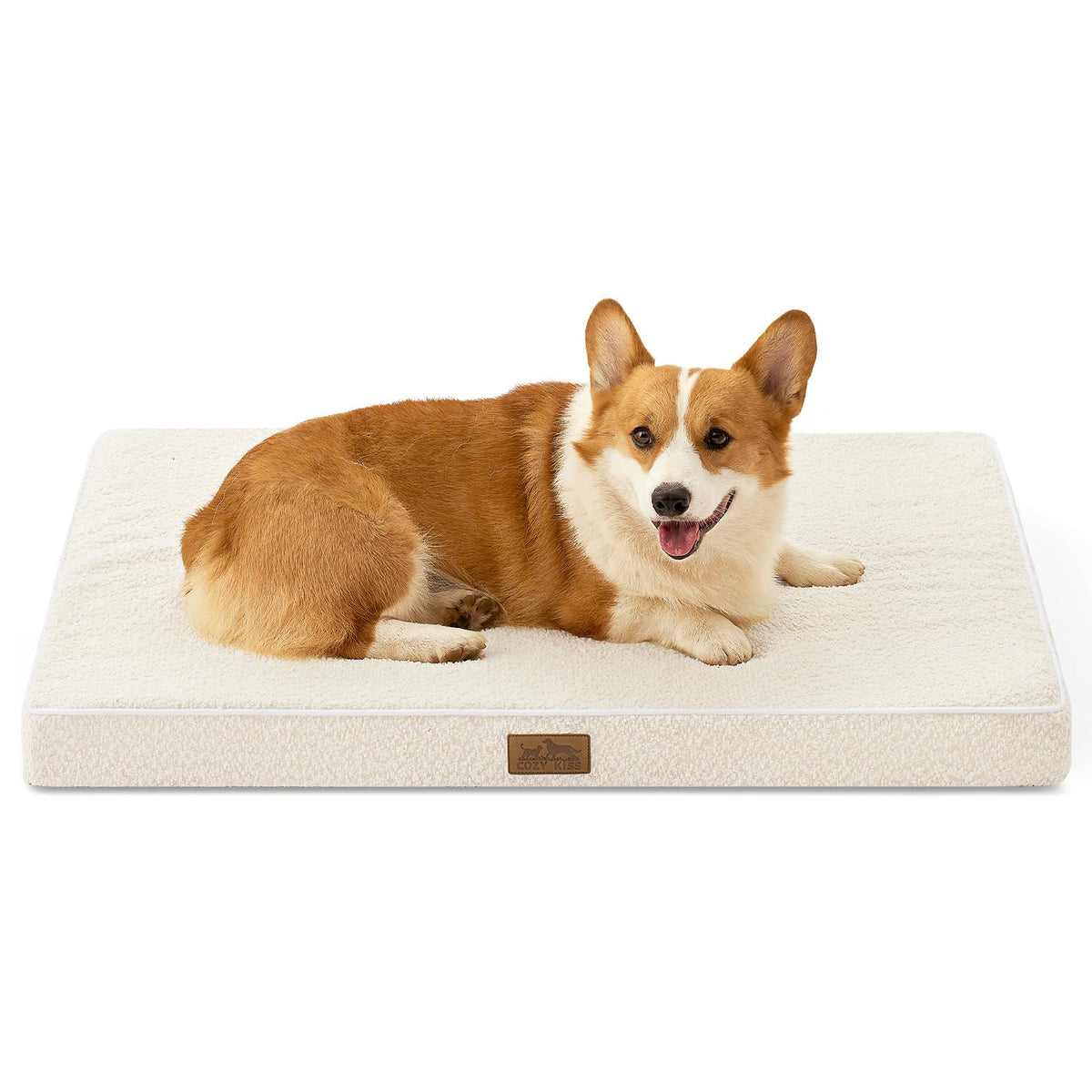 COZY KISS Flat Dog Crate Bed Washable for Small Dogs, S 24x16 inch Beige