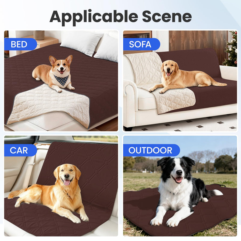 CYCMACO Waterproof Couch Covers for Pets, Waterproof Dog Bed Cover, Anti-Slip Soft Dog Blankets, Couch Cover for Dogs Washable, Pet Blanket for Puppy Large Dogs Cat (82x102 Inch, Coffee)