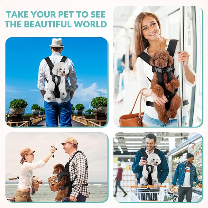 Lukovee Dog Backpack Carrier, Adjustable Front Carrier for Small Breeds