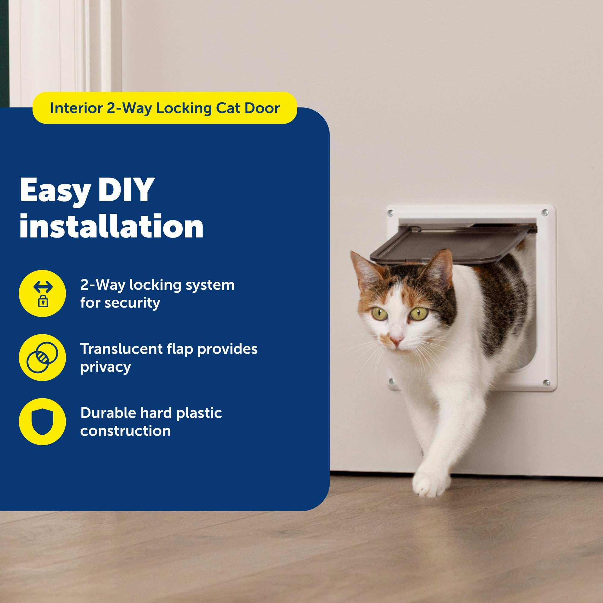 PetSafe Interior Cat Door, 2-Way Lock, White, Cats up to 15 lb