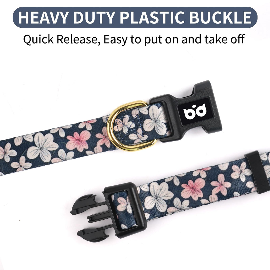QQPETS Adjustable Soft Dog Collar: Print Flower Pink Multicolor Cute Patterns for XS Small Medium Large Pet Girl Boy Puppy Walking Running Training