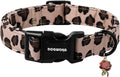 DOGWONG Fall Leopard Dog Collar- Cute Classic Animal Dog Collars Adjustable Girl Dog Collar for Small Medium Large Dogs L
