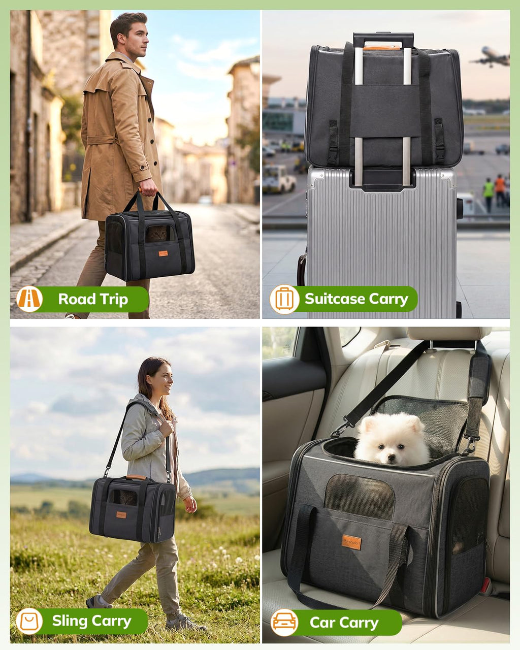 Morpilot Pet Carrier for Large Cats, Puppies & Small Dogs Up to 25lbs