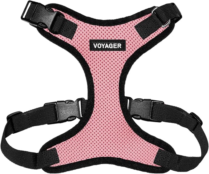 Voyager Step-in Pet Harness - All Weather Mesh, Adjustable Step in Harness for Cats and Dogs by Best Pet Supplies - Pink/Black Trim, M