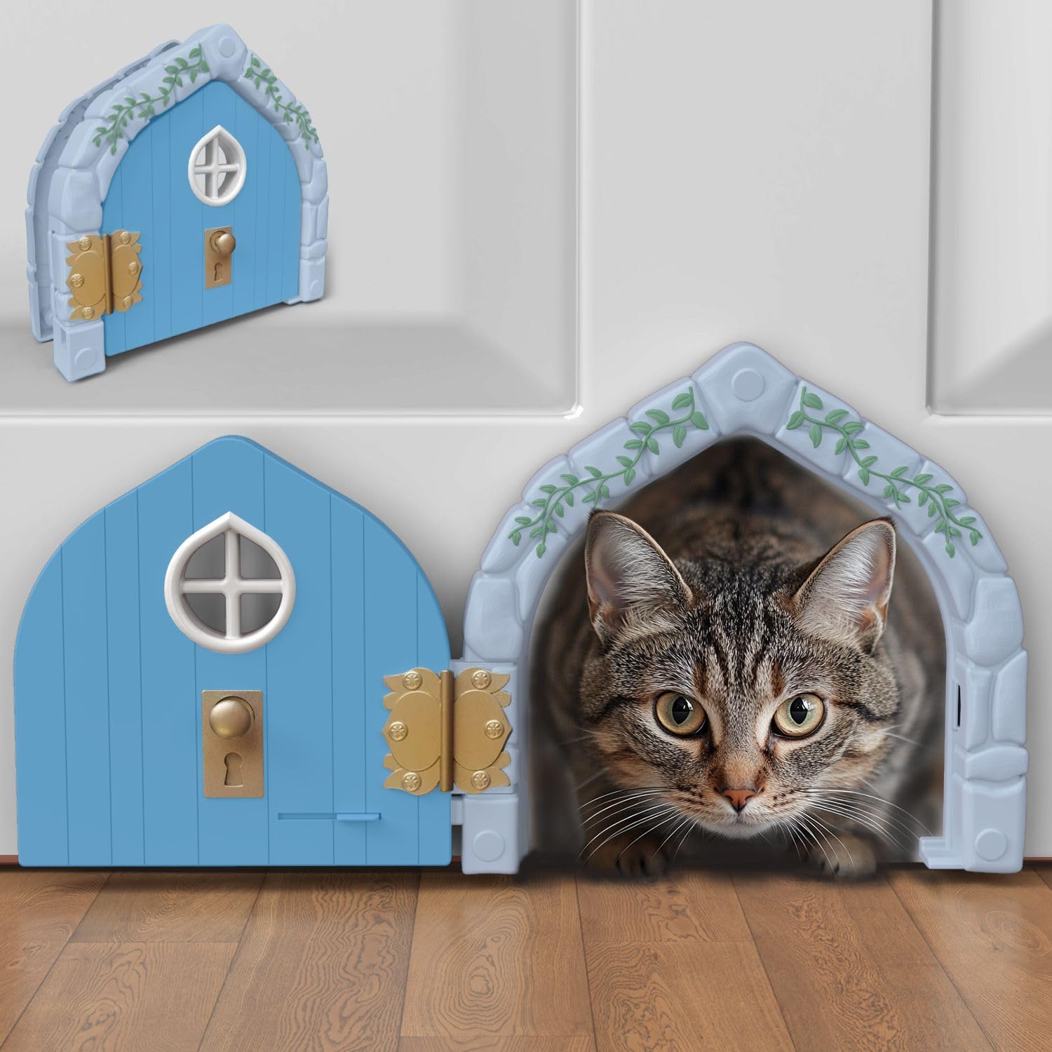 Fairy® Door Interior Pet Door - Large Cat Door for Cats Up to 20 lbs, Durable & Versatile Indoor Kitty Door for Solid or Hollow Core, Stylish Cat Hole, Comfortable, Easy Install, with Tight Lock