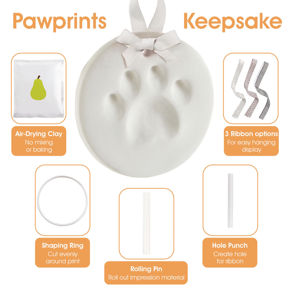 Pearhead Pet Paw Print Keepsake Ornament Kit, No-Bake Clay Kit