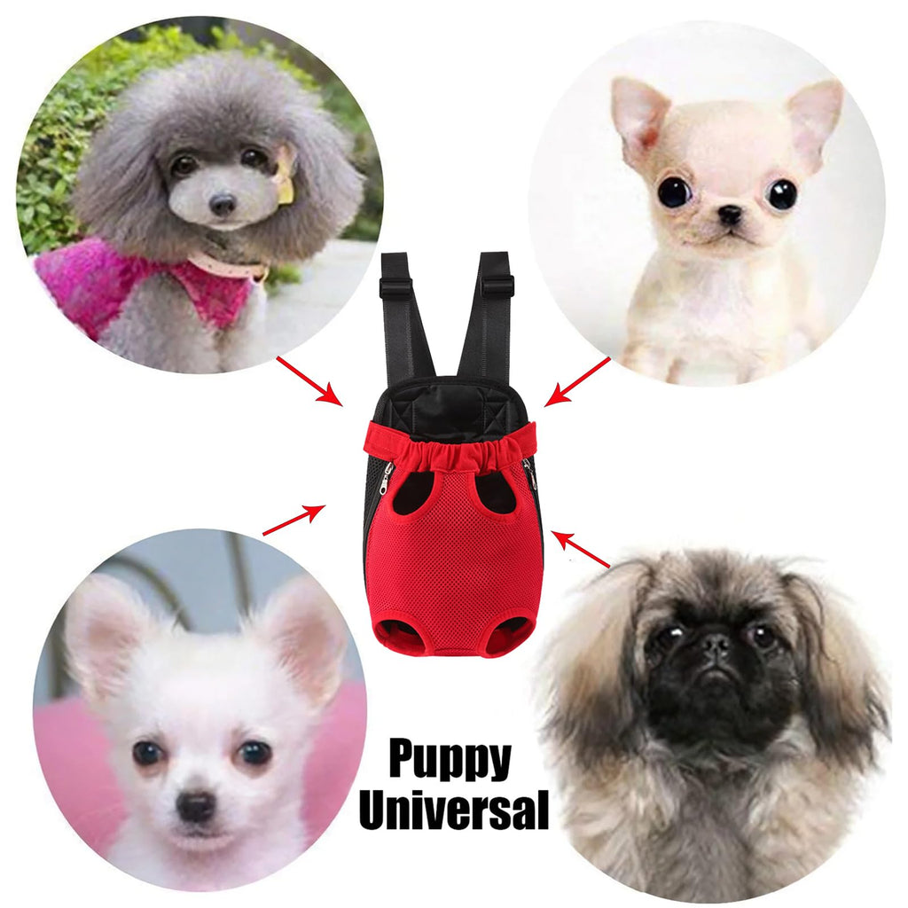 Dog Carrier Backpack, Adjustable Pet Front Carrier Backpack, Ventilated Pet Chest Carrier for Hiking Camping Travel, Sling Bag for Small Medium Dog Cat Rabbit Puppy (Red, XL)